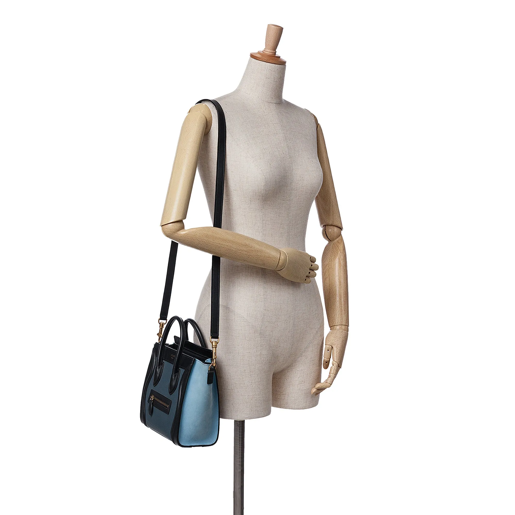 Nano Tricolor Leather Luggage Tote