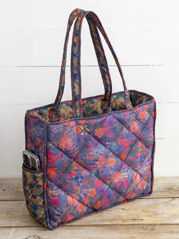 Natural Life Reversible Puffy Tote Bag - Floral Garden