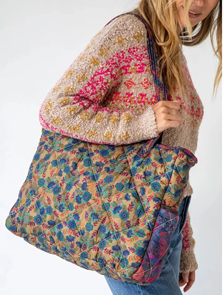Natural Life Reversible Puffy Tote Bag - Floral Garden