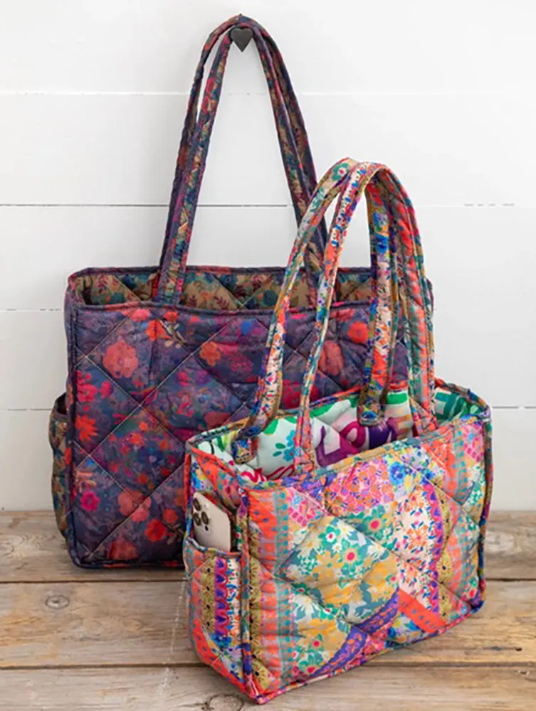 Natural Life Reversible Puffy Tote Bag - Floral Garden