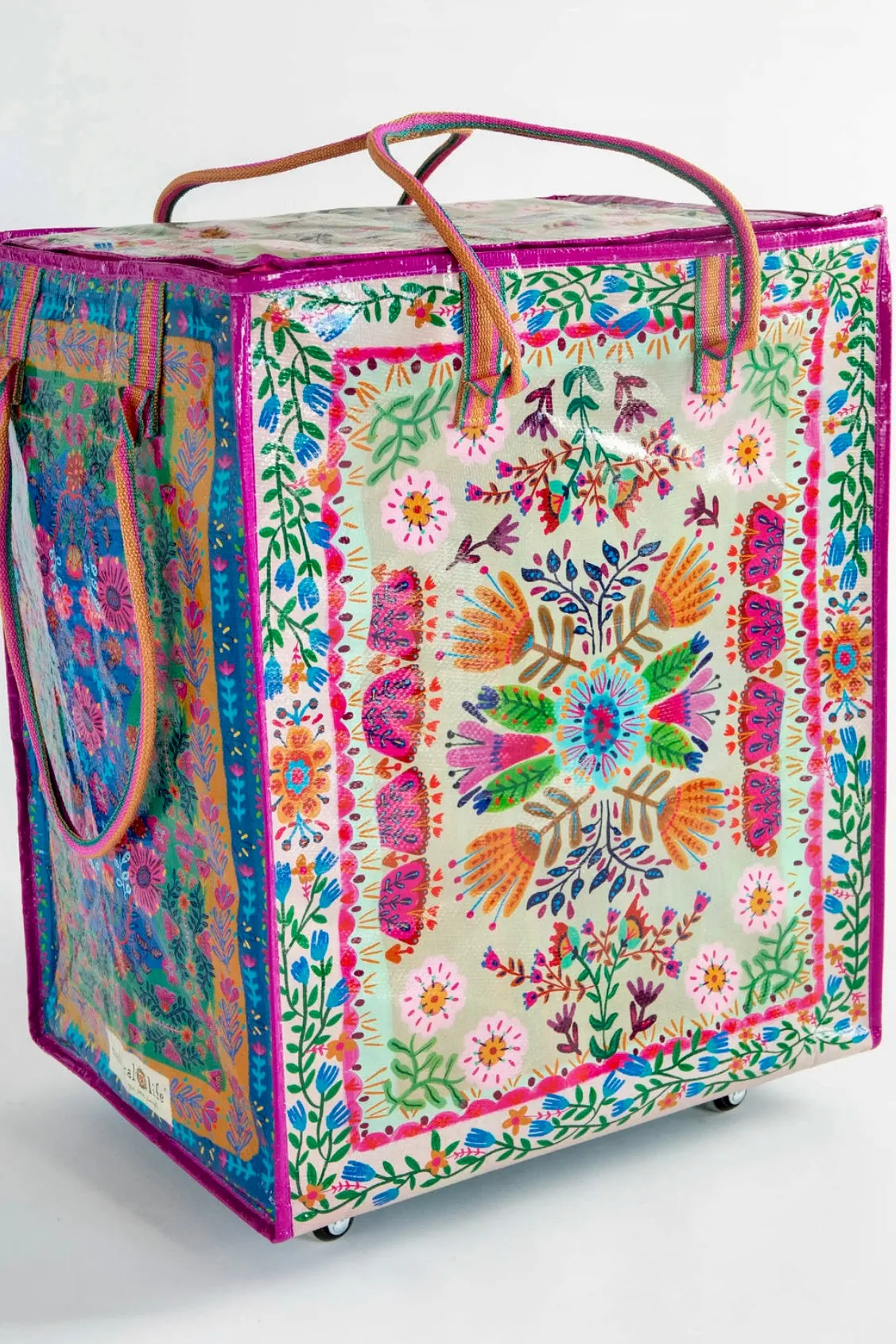 Natural Life XL Rolling Tote Bag - Light Taupe Flower