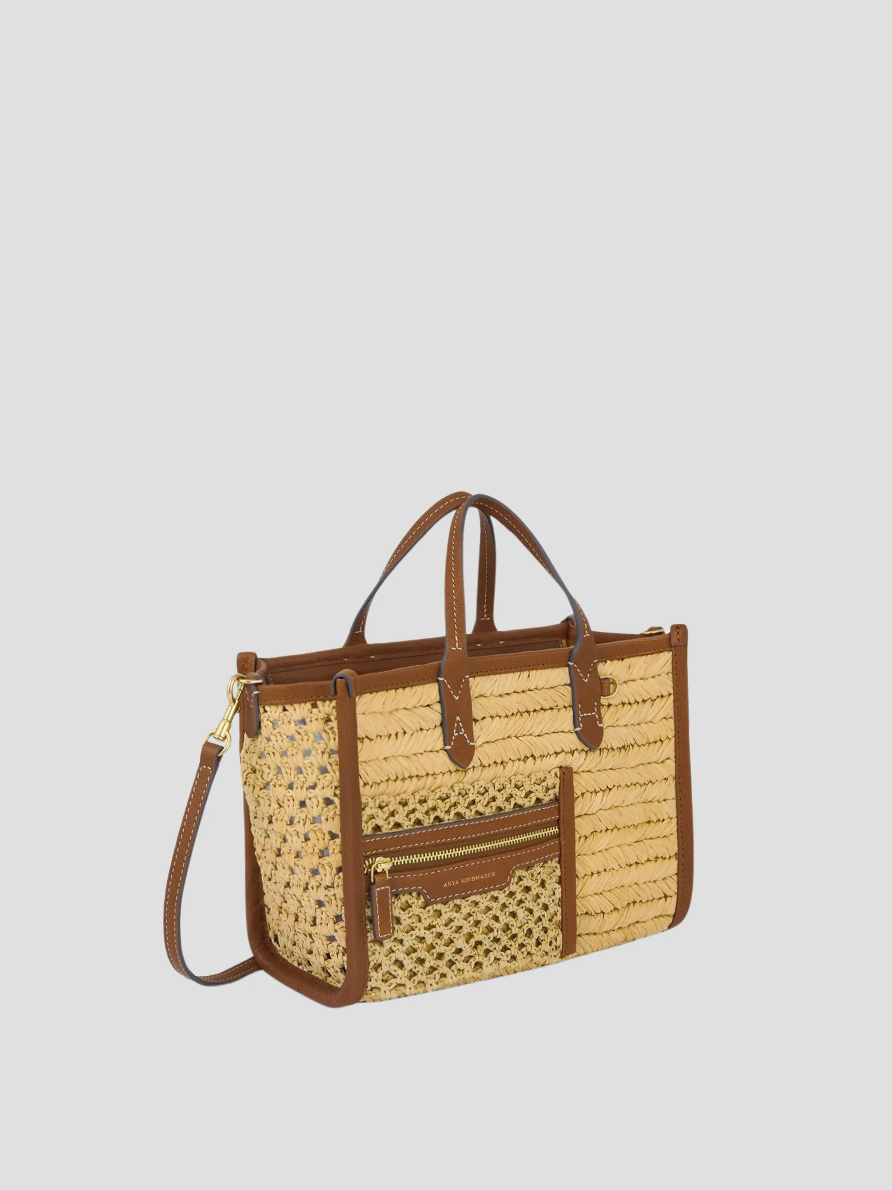 Natural Raffia Pocket Tote in XS