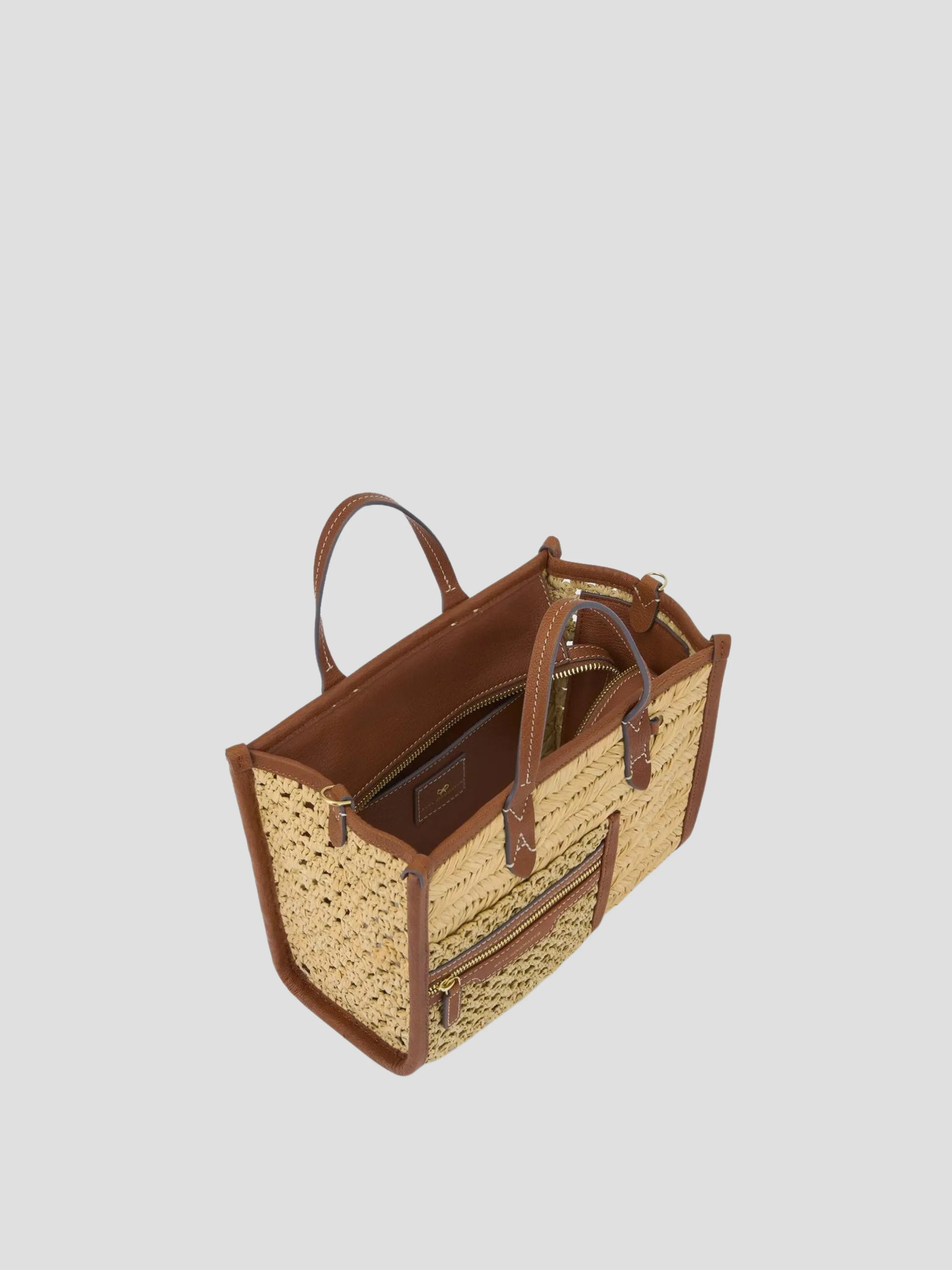 Natural Raffia Pocket Tote in XS
