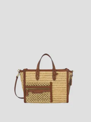 Natural Raffia Pocket Tote in XS