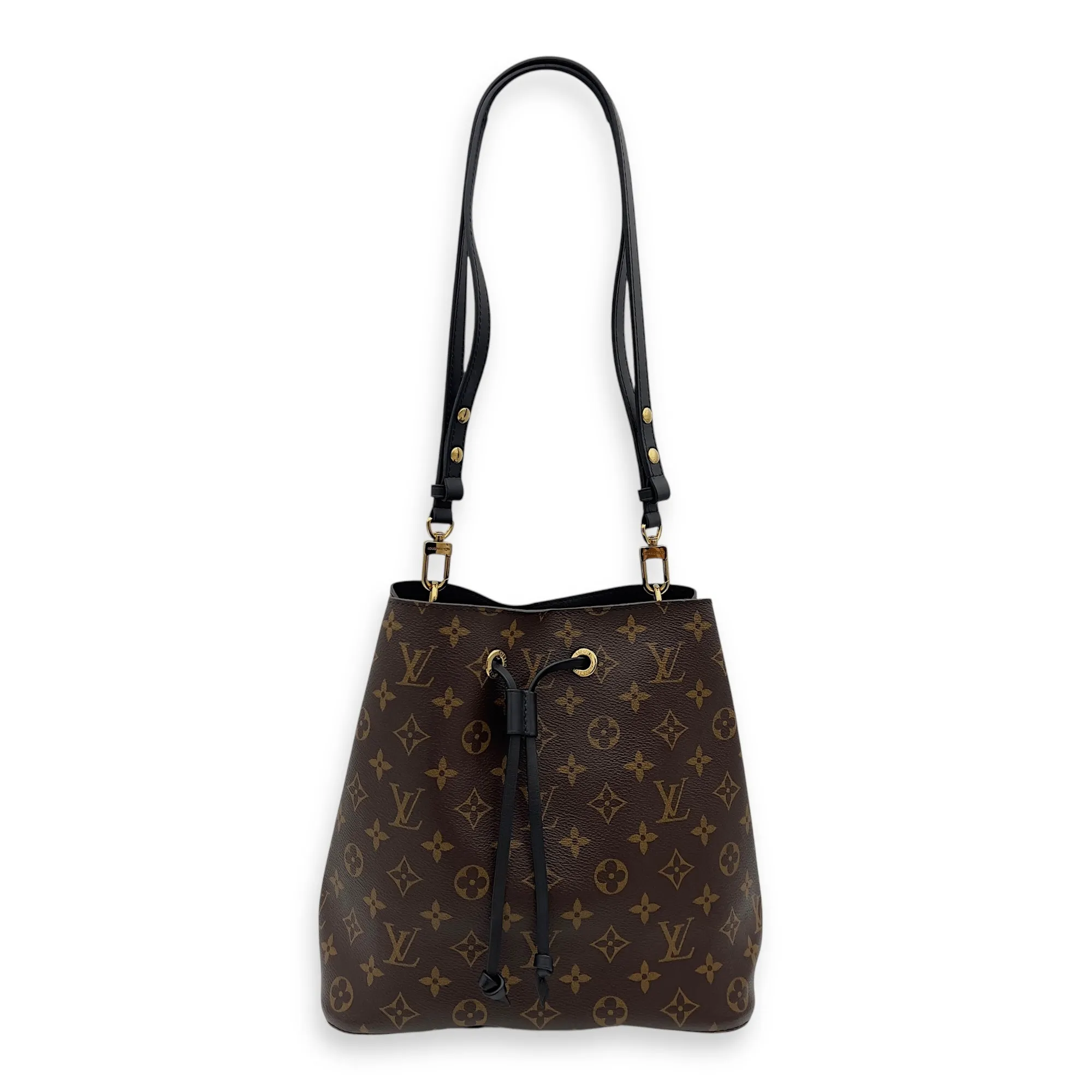 NeoNoe Bucket Bag Brown in Monogram Coated Canvas, Gold hardware