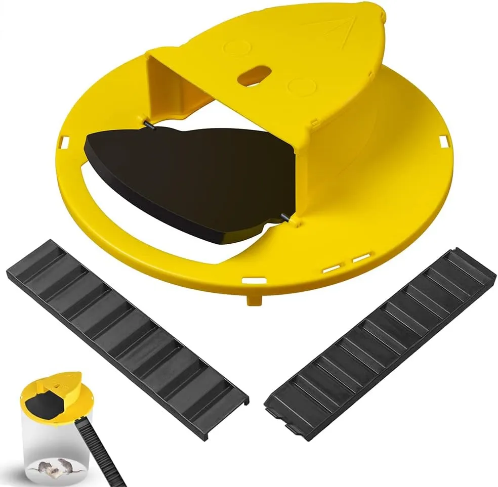 New Auto Rolling Reset Mouse Trap, Safe Rolling Bucket Lid Rat Trap, Humane Rolling Reset Rat Trap Safe for Children and Pets, Live Catch and Release Bucket Mouse Trap for Home（AXLS-Yellow）