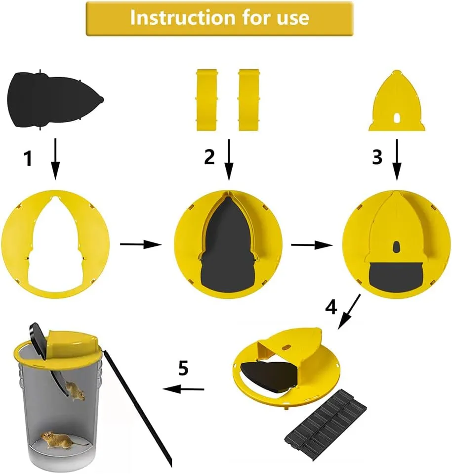 New Auto Rolling Reset Mouse Trap, Safe Rolling Bucket Lid Rat Trap, Humane Rolling Reset Rat Trap Safe for Children and Pets, Live Catch and Release Bucket Mouse Trap for Home（AXLS-Yellow）