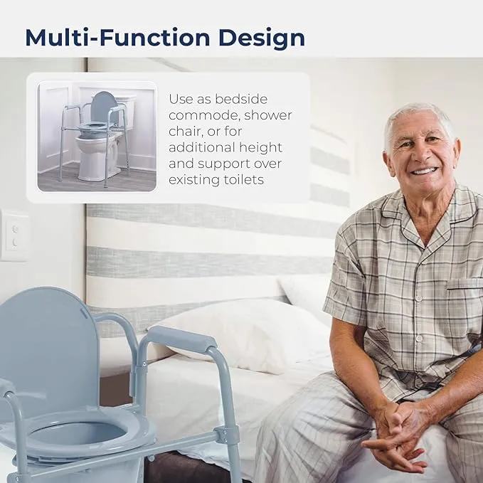New in box! Drive Medical Steel Folding Bedside Commode, Weight Capacity: 350 lbs