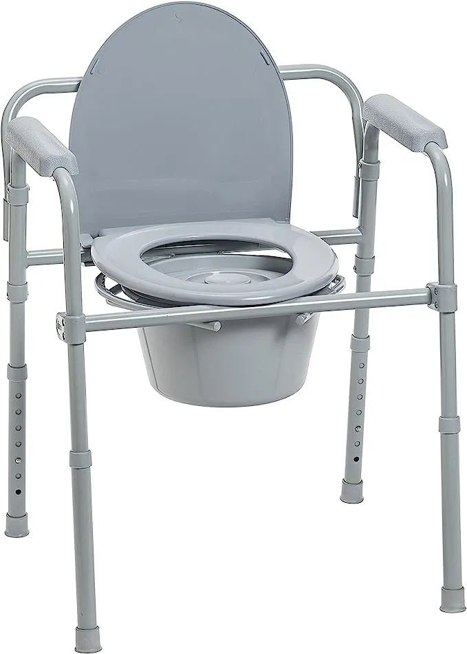 New in box! Drive Medical Steel Folding Bedside Commode, Weight Capacity: 350 lbs