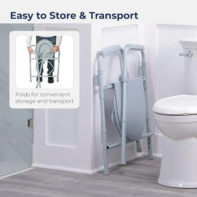 New in box! Drive Medical Steel Folding Bedside Commode, Weight Capacity: 350 lbs