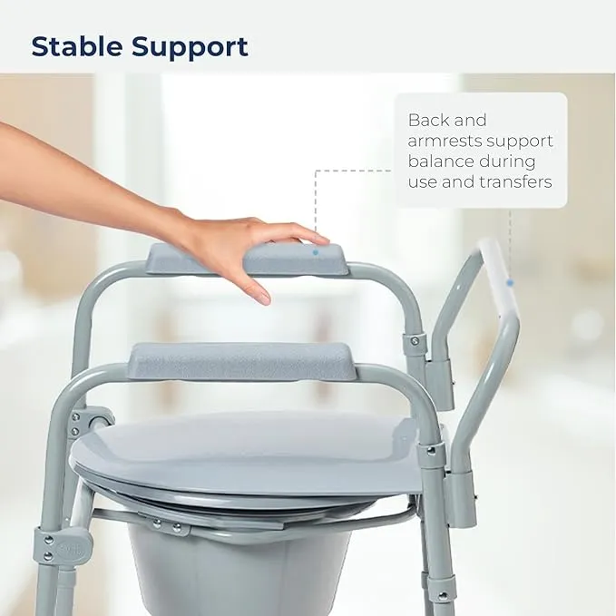 New in box! Drive Medical Steel Folding Bedside Commode, Weight Capacity: 350 lbs