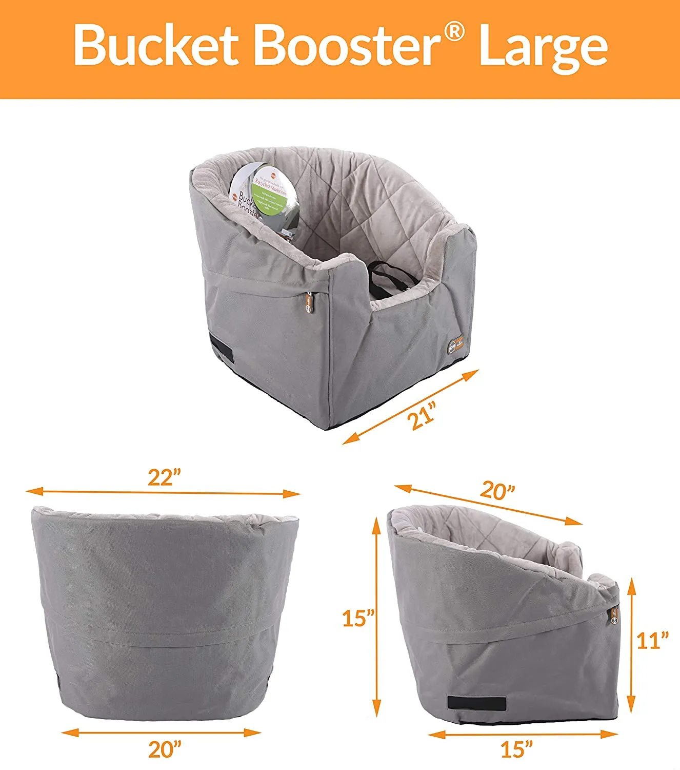 New K&H Manufacturing Bucket Booster Pet Car Seat, Large, Grey! Elevates pet for better view! Retails $147 