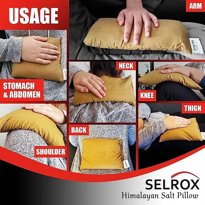 NEW Selrox Therapeutic Salt Pillow - Filled with authentic Himalayan Pink Salt! Selrox Heat Pad - Natural Himalayan Pink Salt microwavable heating pad for cramps, neck heating pad & hot bag