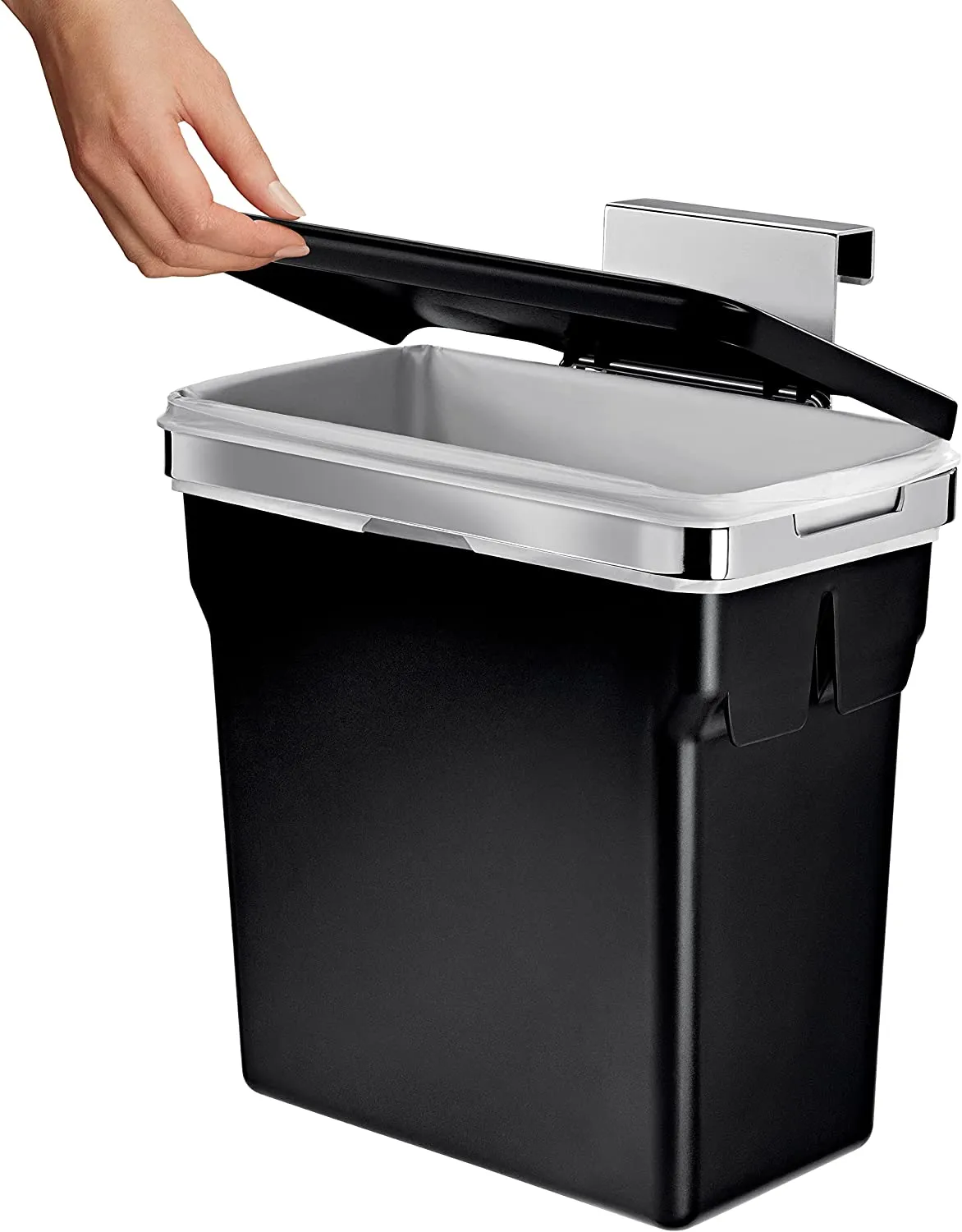 New simplehuman 10 Liter / 2.6 Gallon In-Cabinet Trash Can, Heavy-Duty Steel Frame, Black! Retails $70 