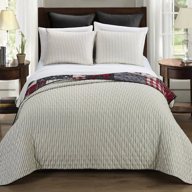 New Wayfair Millwood Pines Noella Reversible 3 Piece Quilt Set in King with Matching Tote!