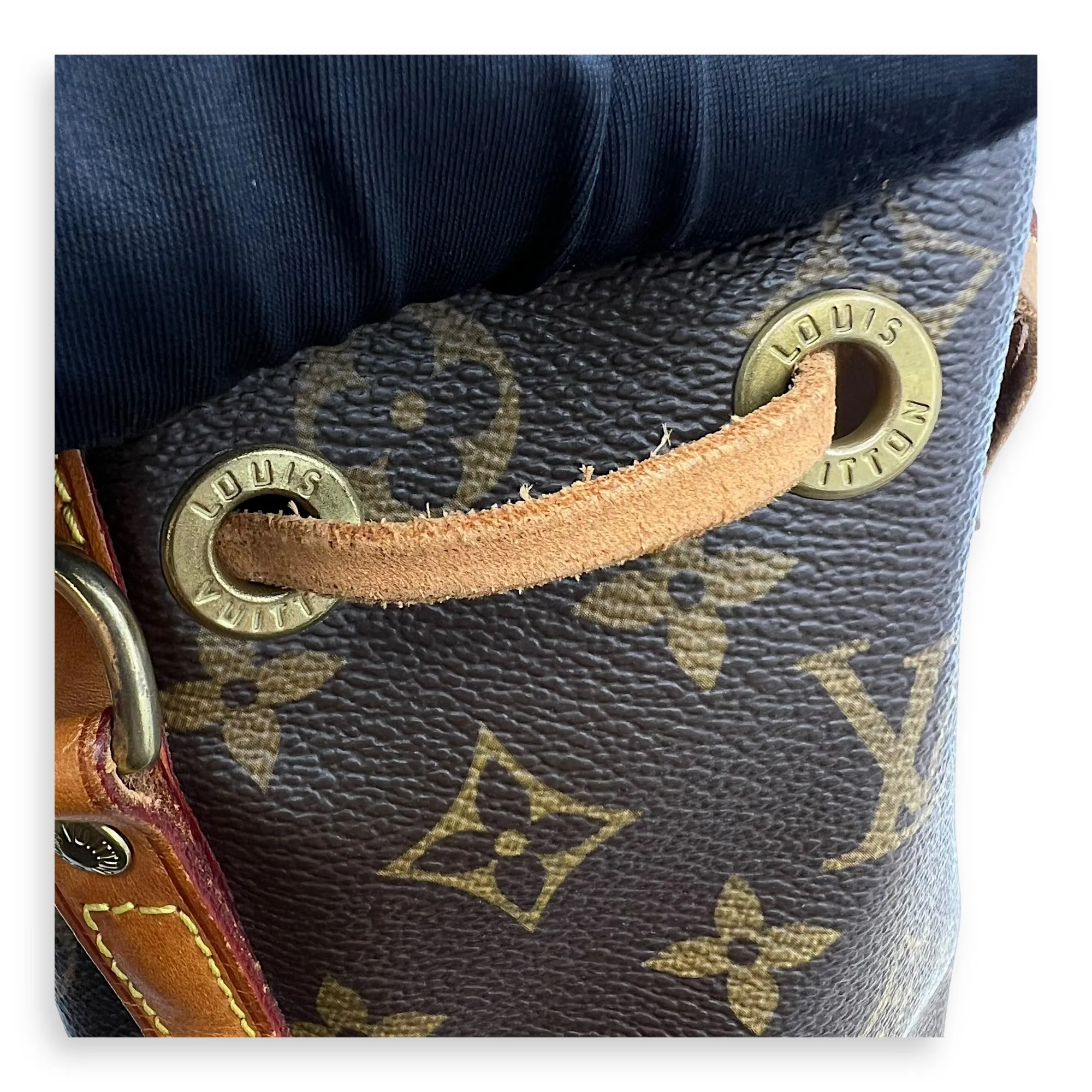 Noe Bucket Bag Brown in Monogram Coated Canvas, Gold hardware