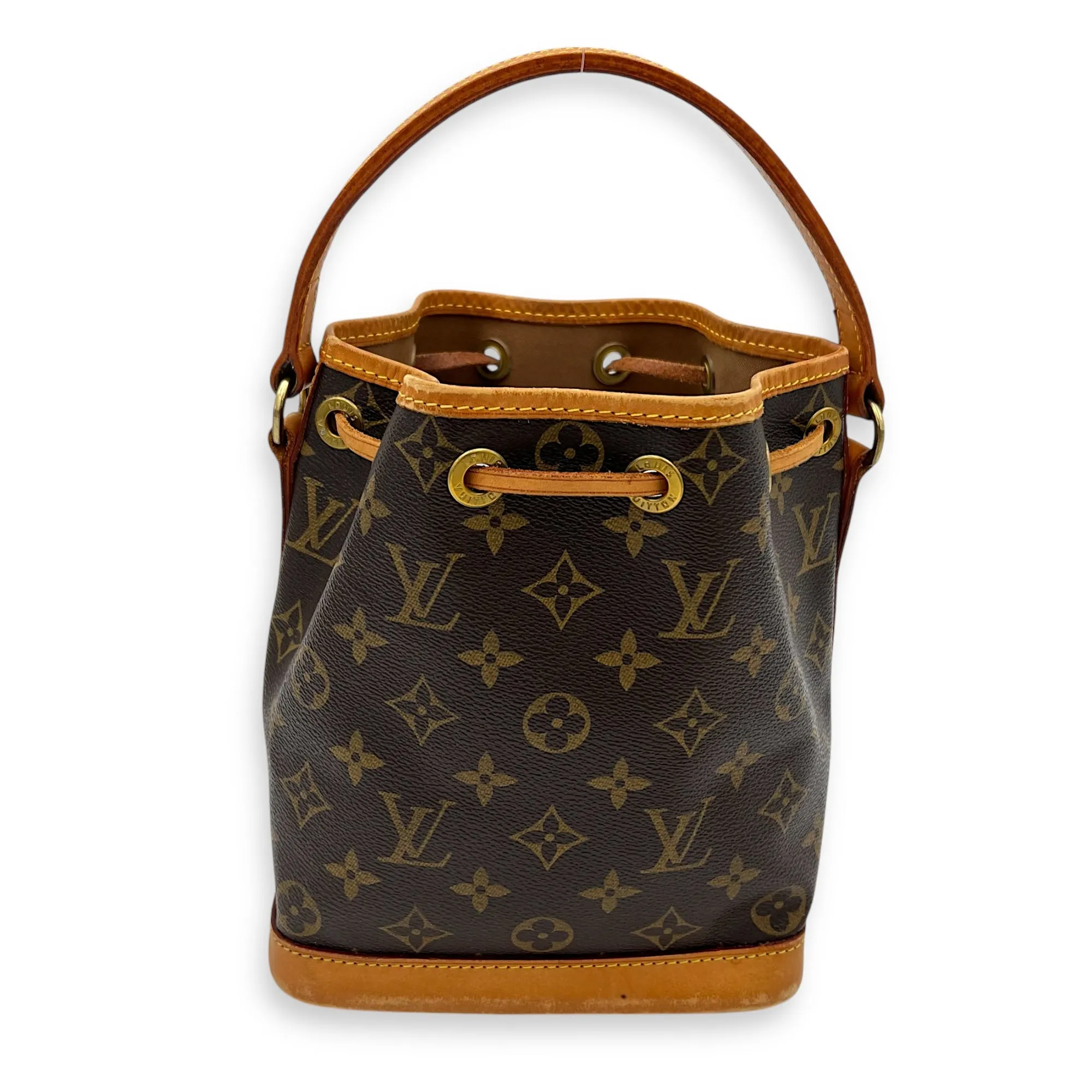 Noe Bucket Bag Brown in Monogram Coated Canvas, Gold hardware