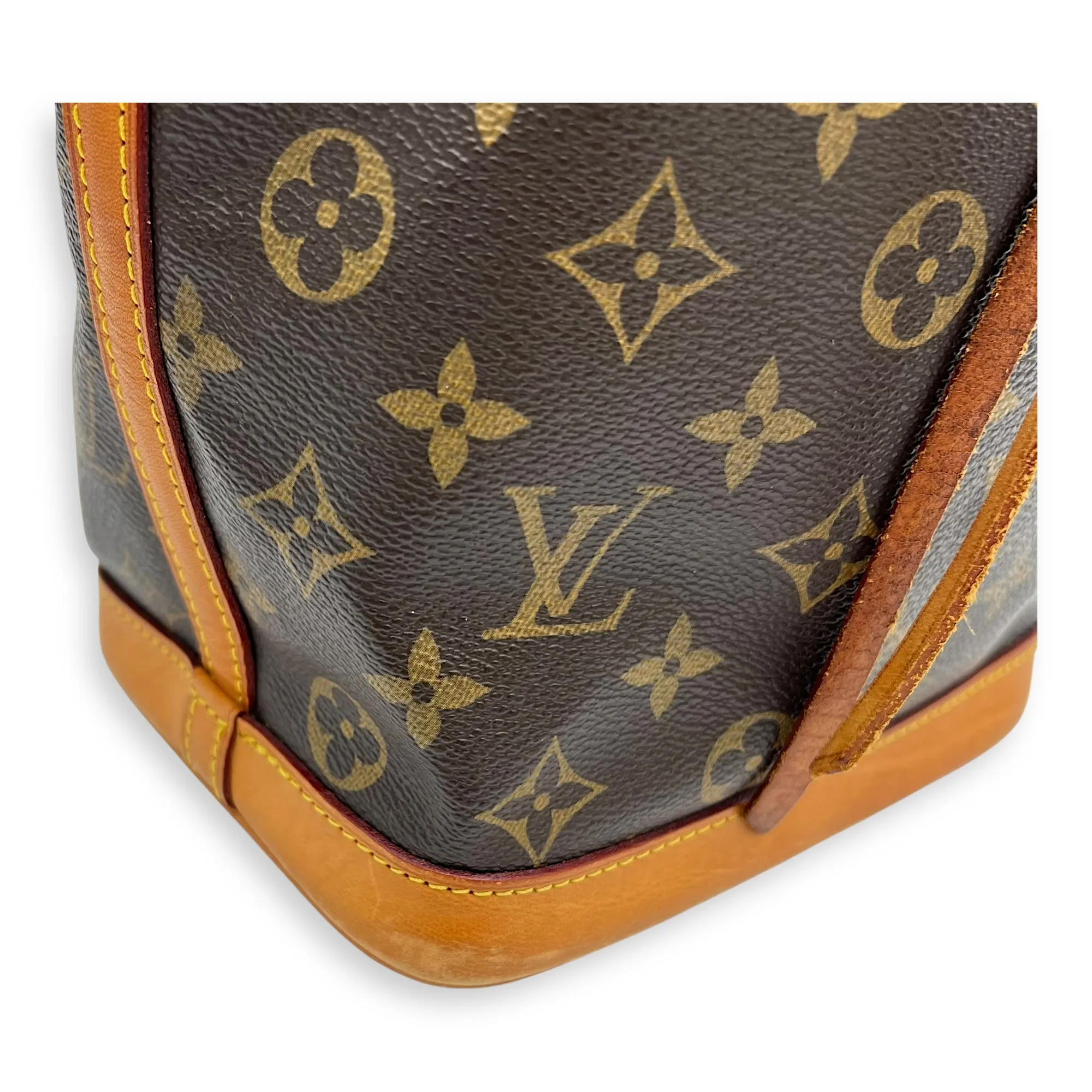 Noe Bucket Bag Brown in Monogram Coated Canvas, Gold hardware