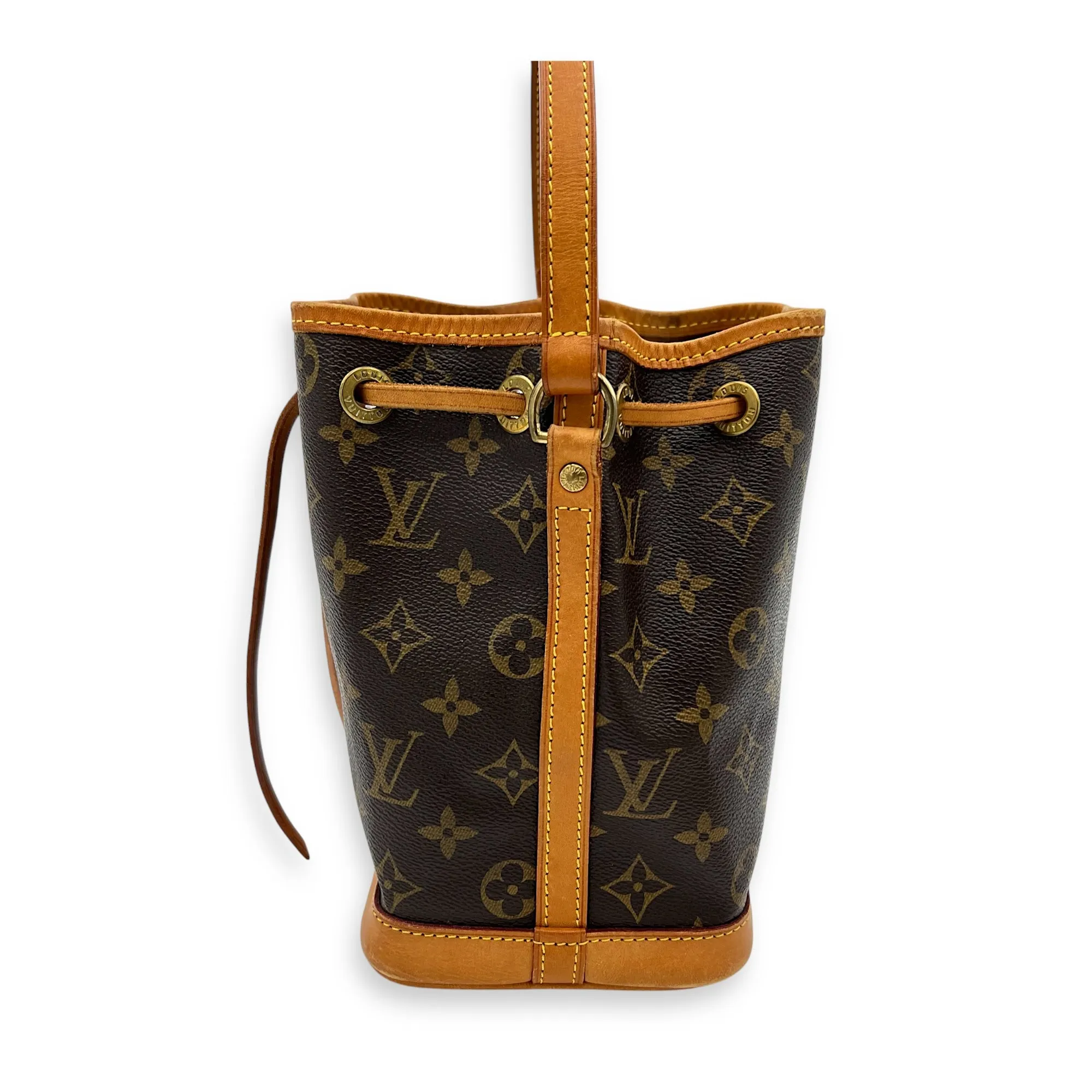 Noe Bucket Bag Brown in Monogram Coated Canvas, Gold hardware