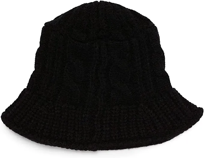 Nordstrom Steve Madden Women's Cable Knit Bucket Hat W/Moldable Brim - Black