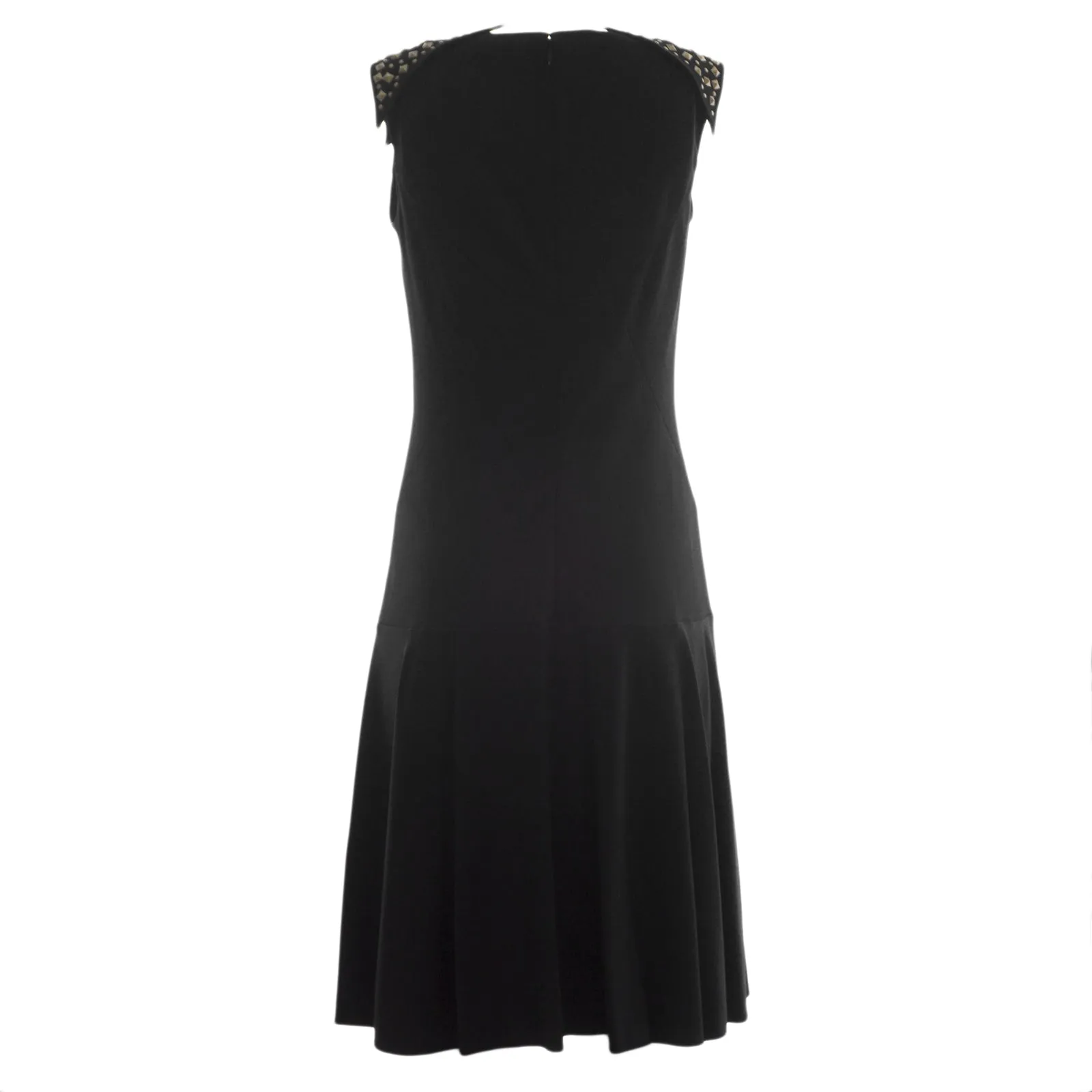 NUE by Shani Women's Black Studded Shoulder A-Line Dress S153 $250 NWT