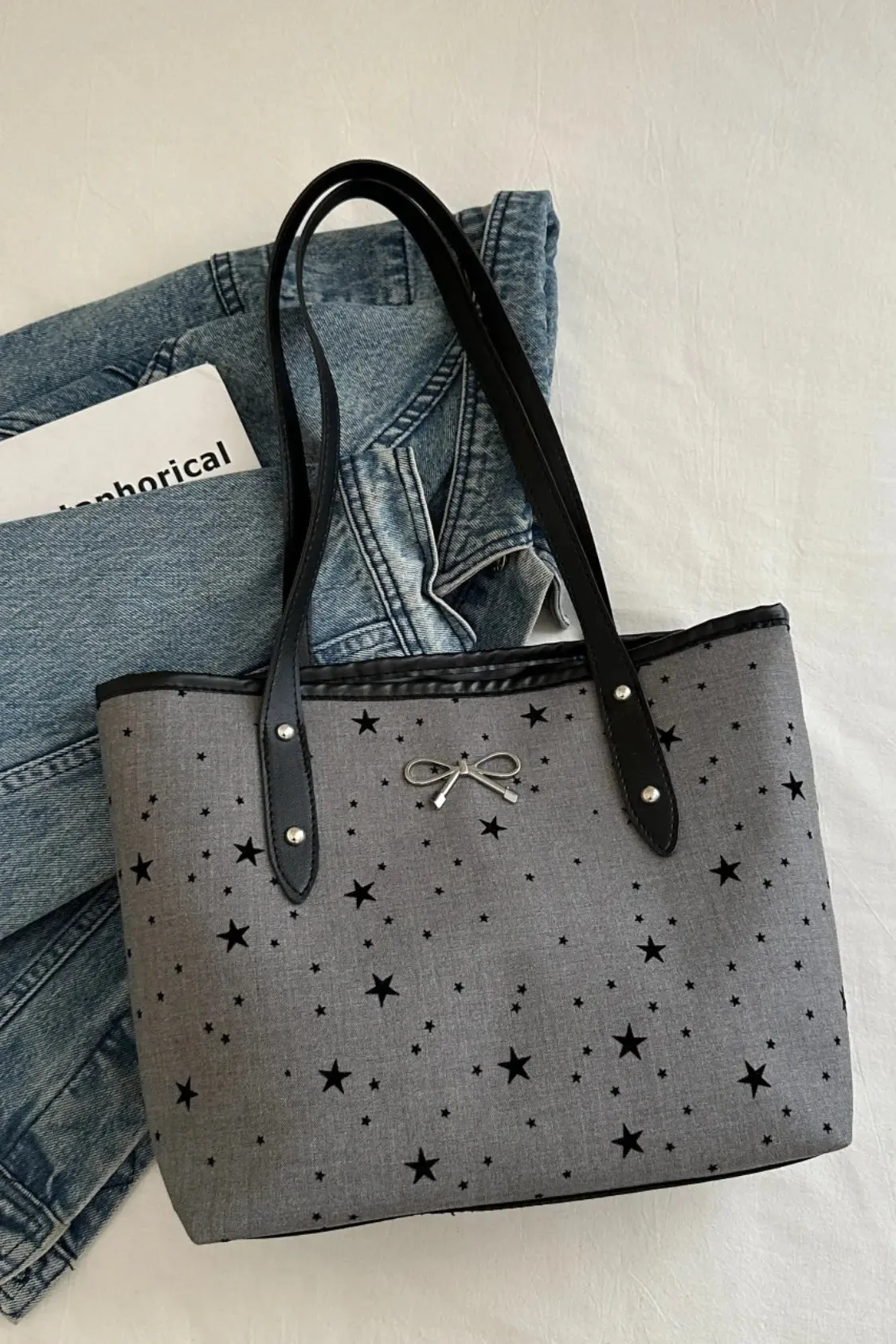 'Oaklee' Bowknot Polyester Tote Bag