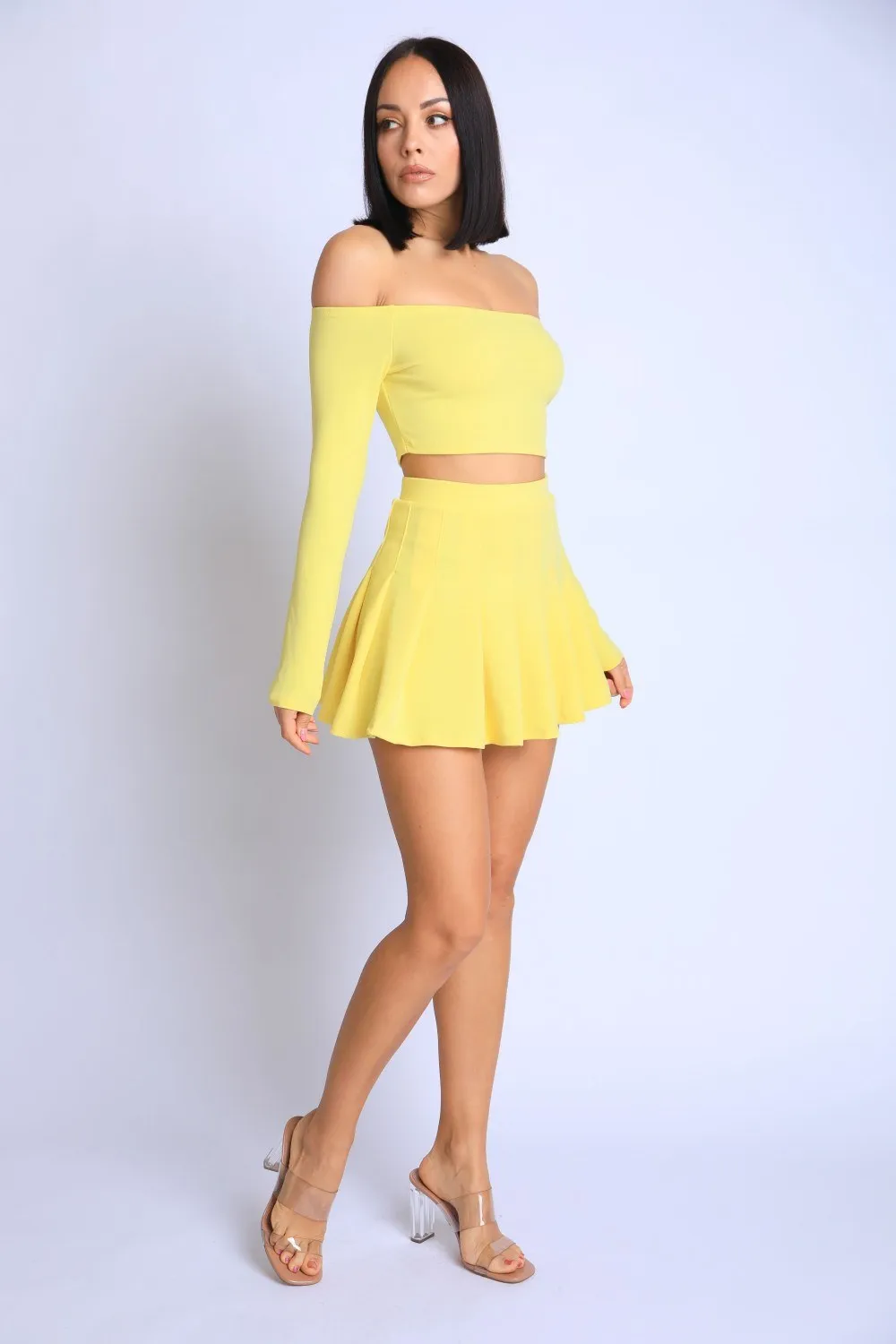 Off Shoulder, Skater Skirt Set