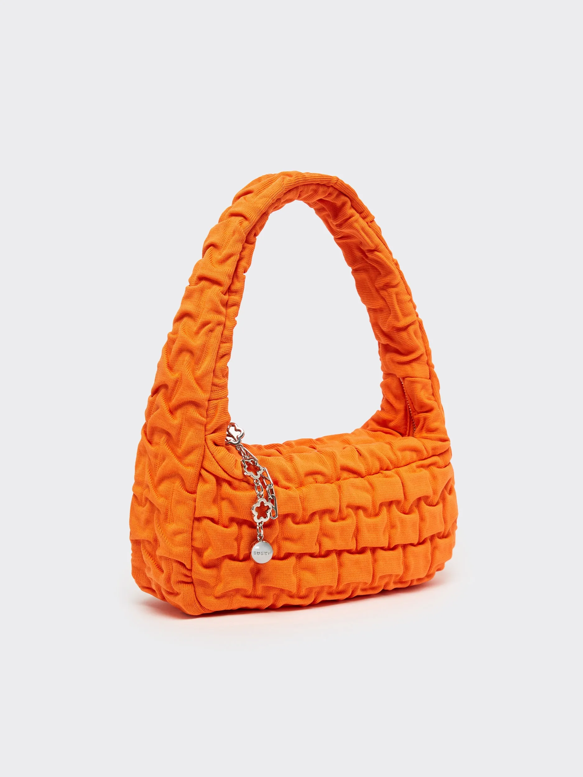 One Shoulder Pleated Toast Bag - Orange