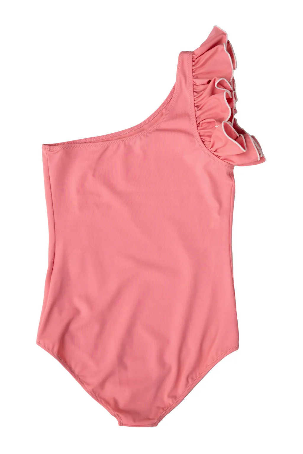 One Shoulder Ruffle Swimsuit in Blush Pink