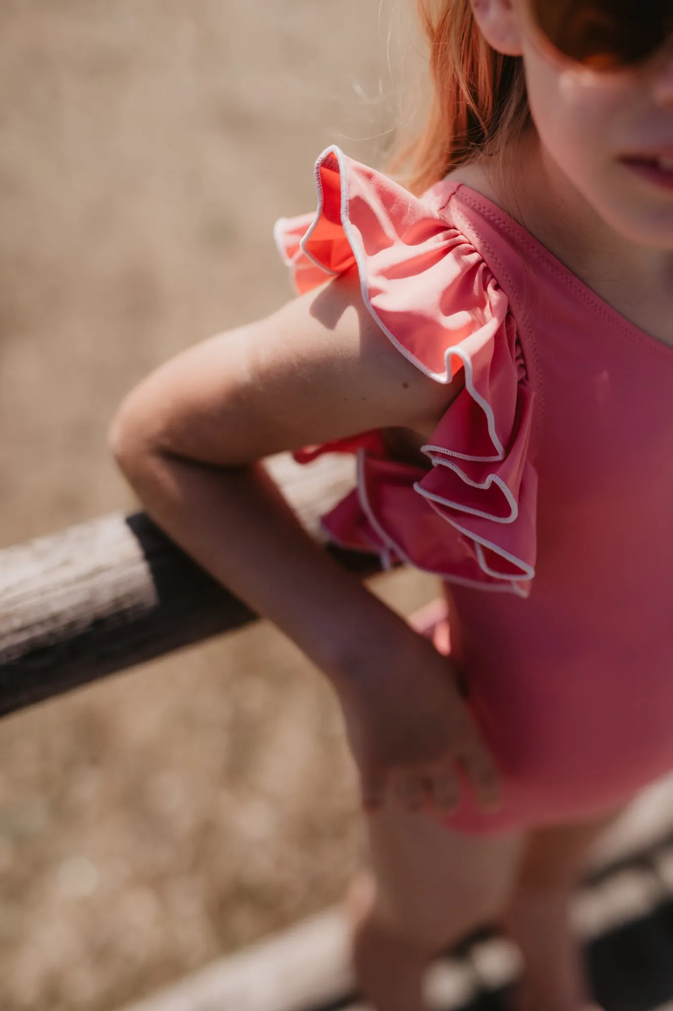 One Shoulder Ruffle Swimsuit in Blush Pink