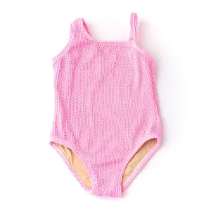 One Shoulder Swimsuit | Pink Crinkle