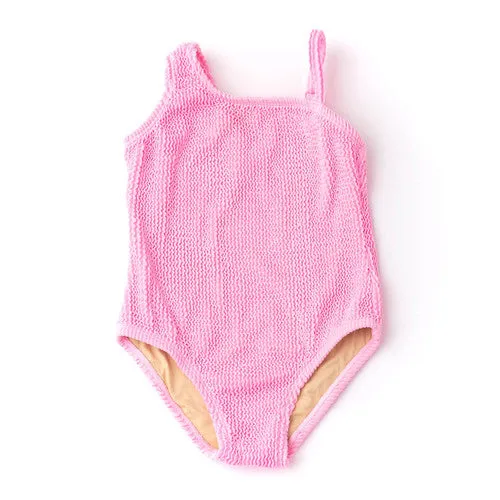 One Shoulder Swimsuit | Pink Crinkle