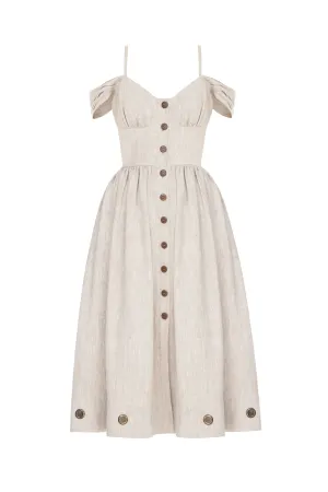 Open Shoulder Linen Dress