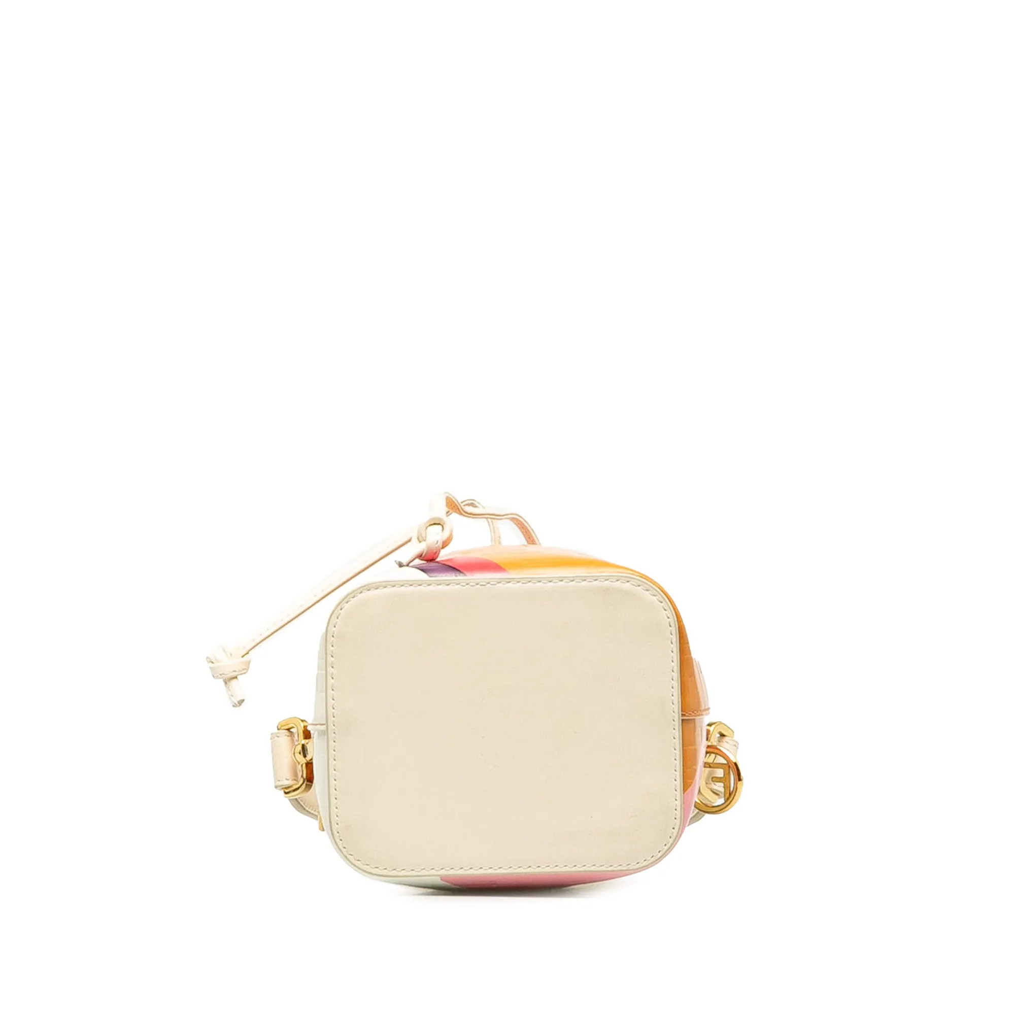 Orange Fendi FF Embossed Striped Mini Mon Tresor Bucket Bag