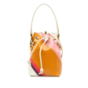 Orange Fendi FF Embossed Striped Mini Mon Tresor Bucket Bag