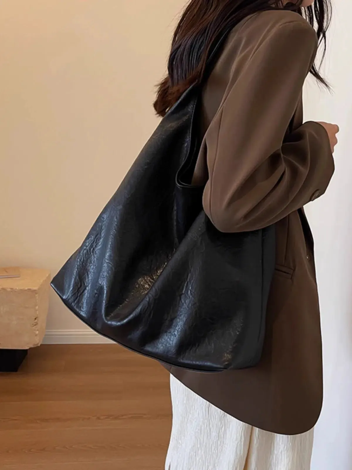 Oversized Leather Shoulder Bag