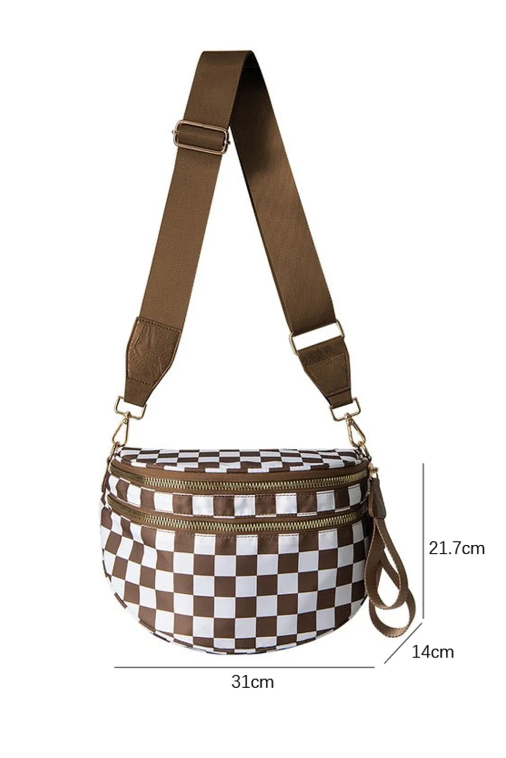 Paige, Checkered Print Wide Strap Large Crossbody Bag