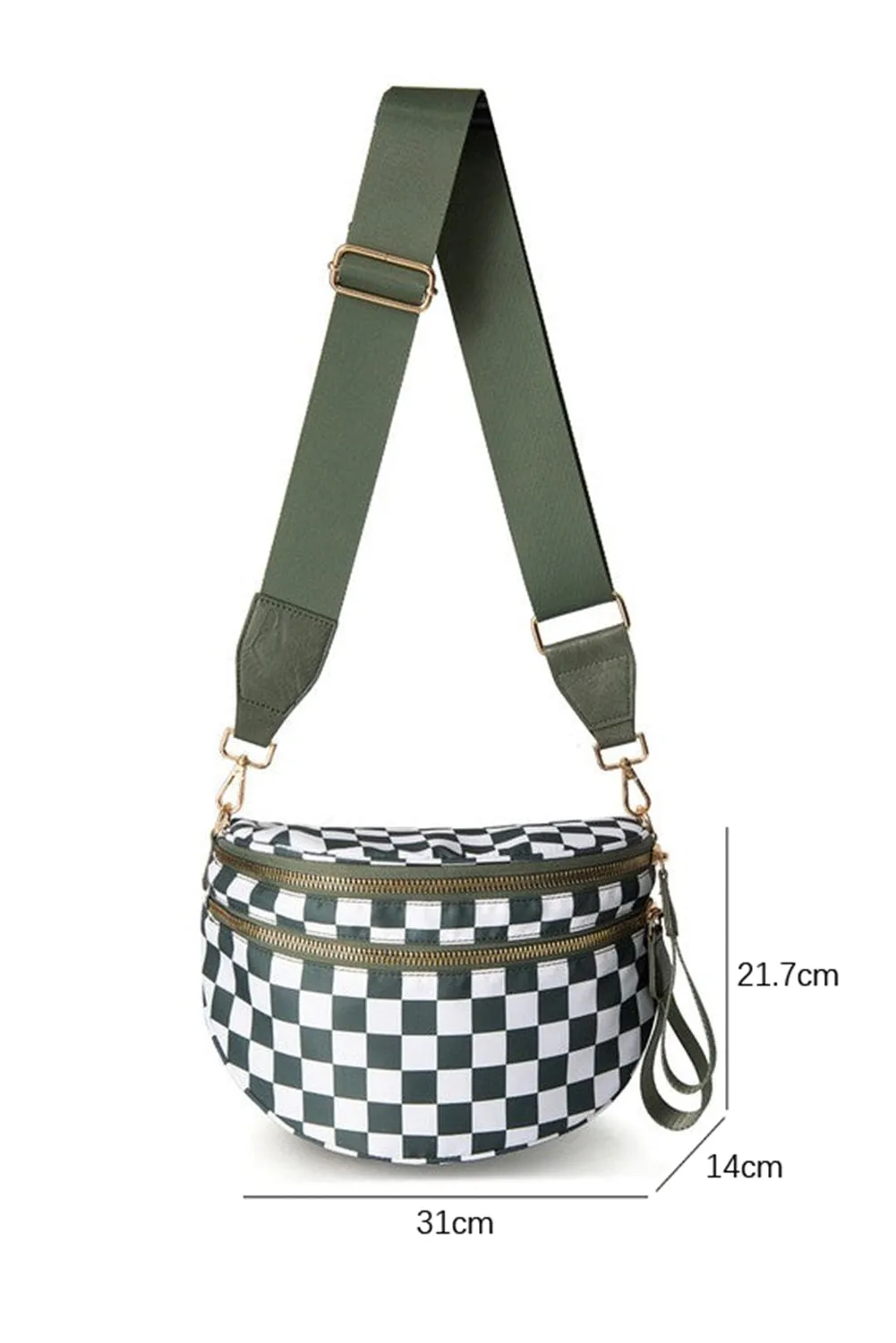 Paige, Checkered Print Wide Strap Large Crossbody Bag
