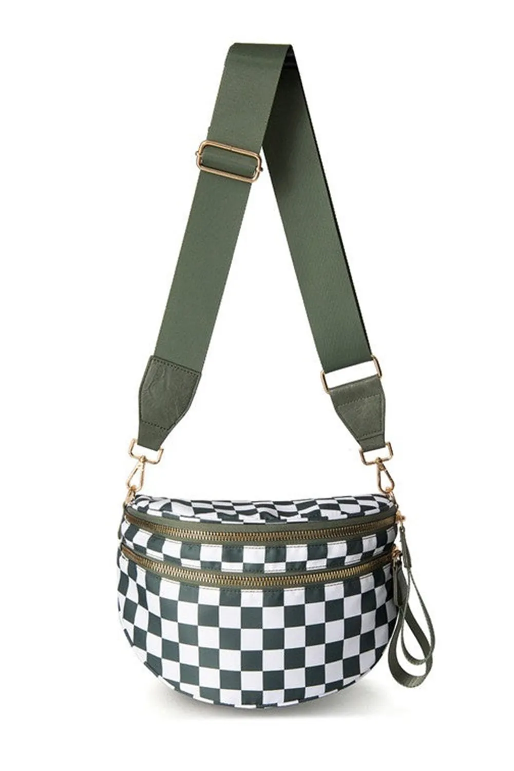 Paige, Checkered Print Wide Strap Large Crossbody Bag