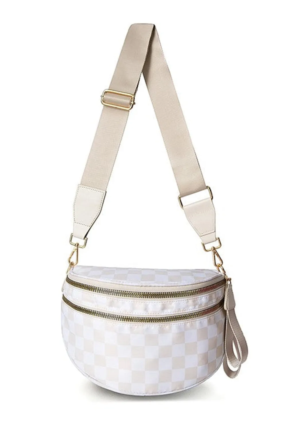 Paige, Checkered Print Wide Strap Large Crossbody Bag