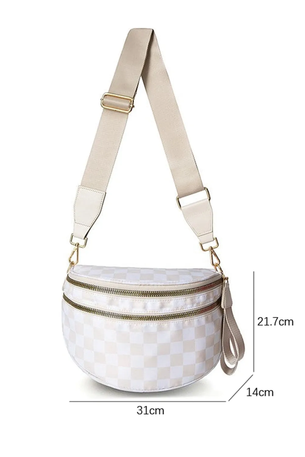 Paige, Checkered Print Wide Strap Large Crossbody Bag