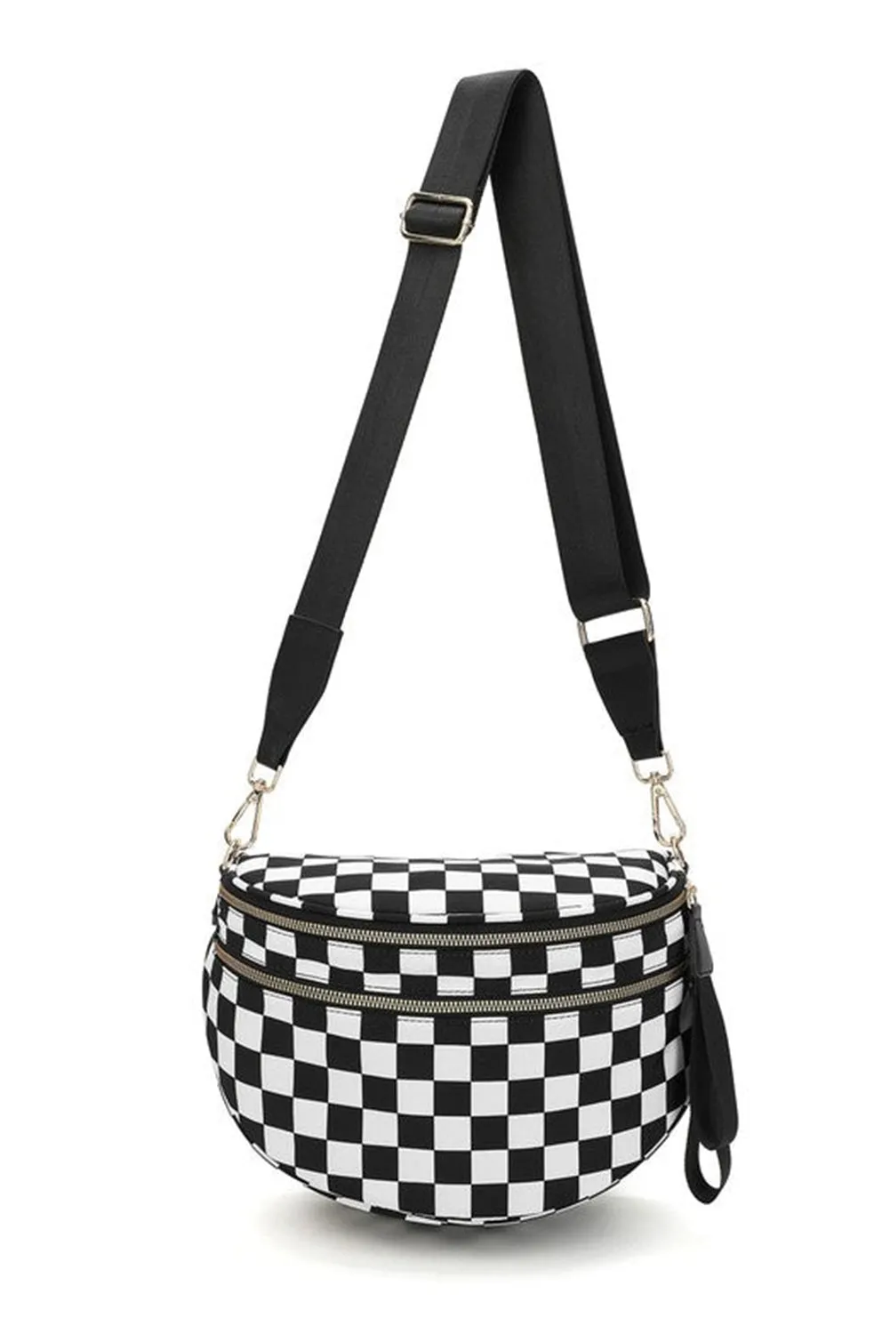 Paige, Checkered Print Wide Strap Large Crossbody Bag