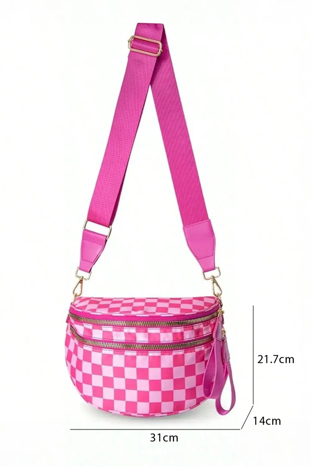 Paige, Checkered Print Wide Strap Large Crossbody Bag