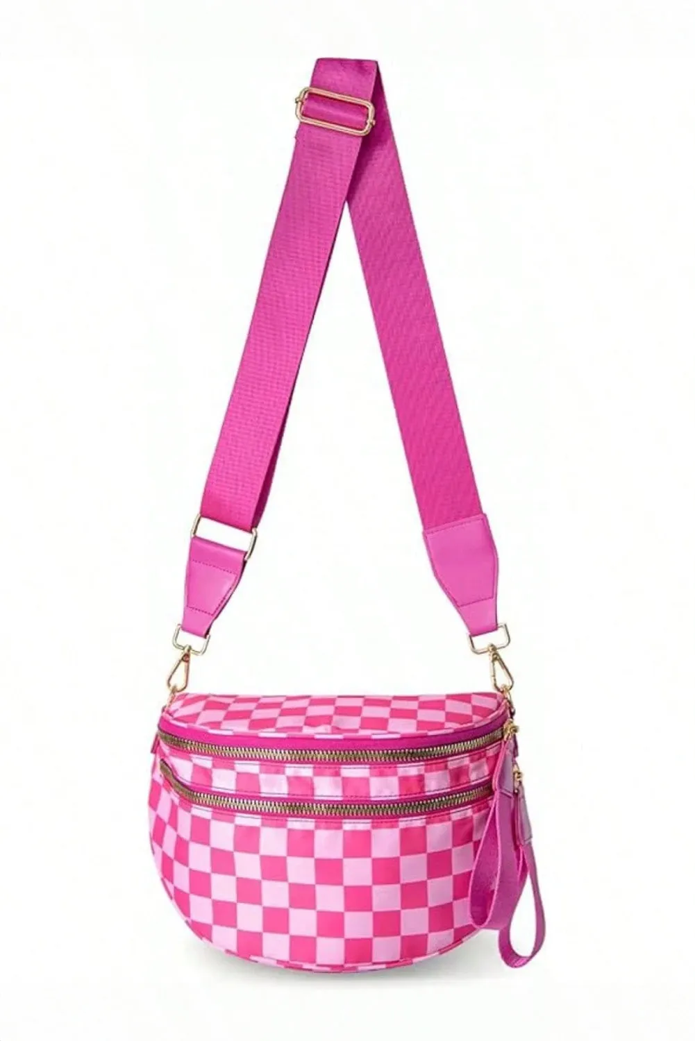 Paige, Checkered Print Wide Strap Large Crossbody Bag
