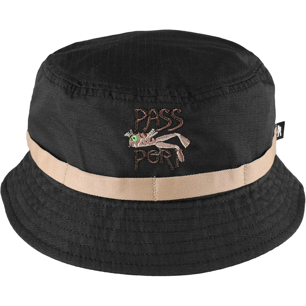 Pass~Port Frog Lure Anglers Bucket Hat Black