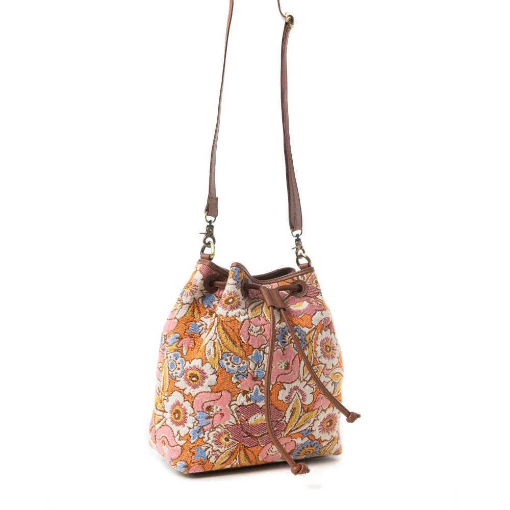 Pastel Desert Sunrise Bucket Bag In Brown