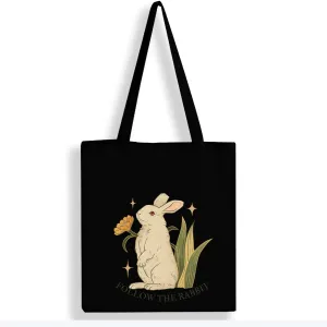 Peach Blossom Women's Cotton Printed Tote Bag With Zipper and Pouch