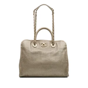 Perforated Metallic Calfskin Up In The Air Tote