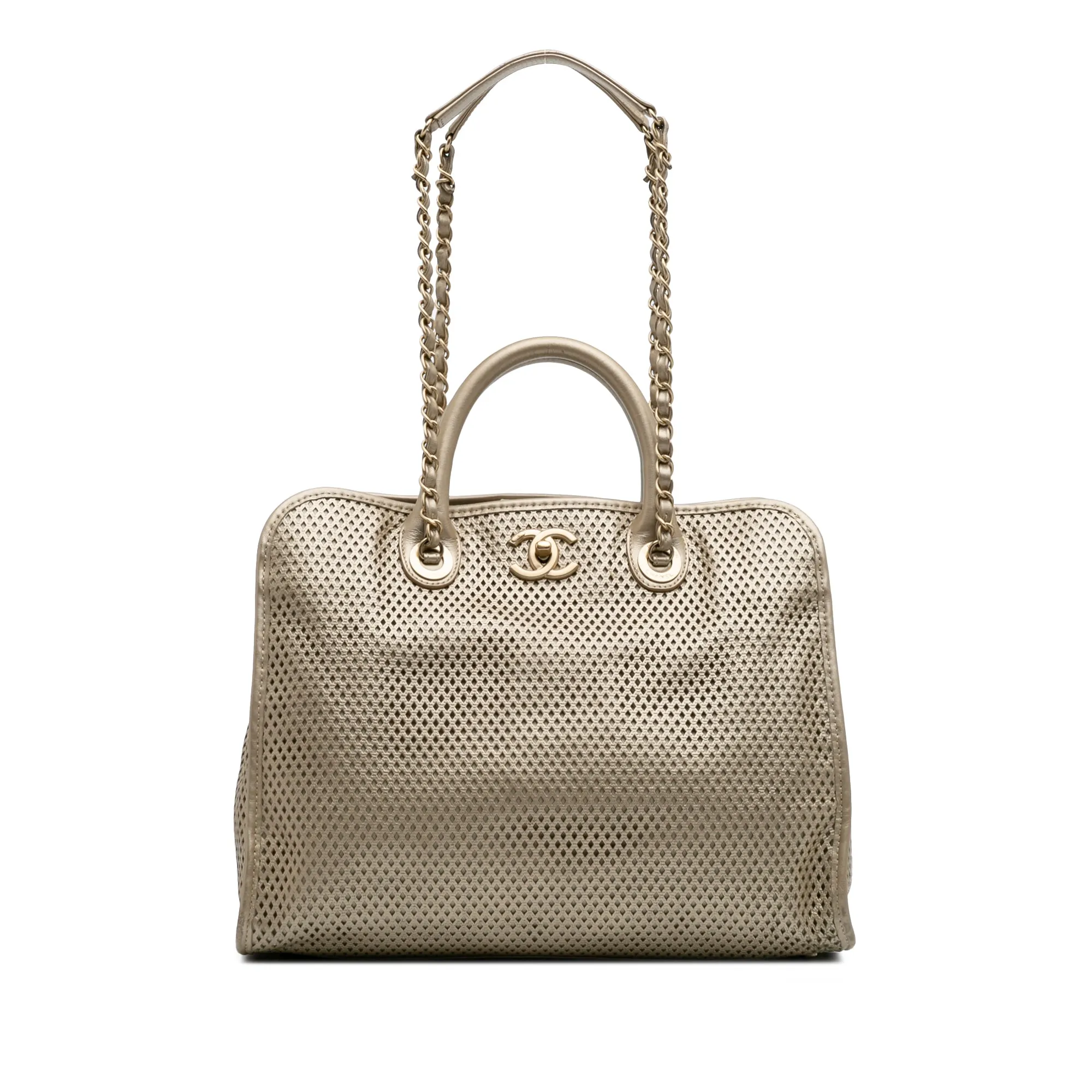 Perforated Metallic Calfskin Up In The Air Tote