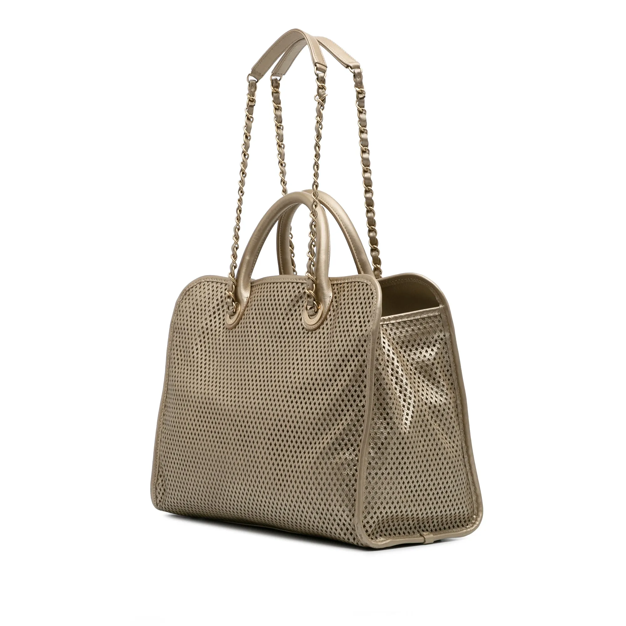 Perforated Metallic Calfskin Up In The Air Tote